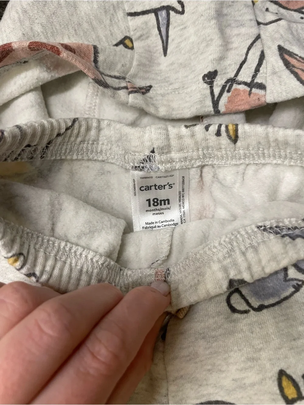 Carter's Light Gray Hoodie with Pastel Animal Print
